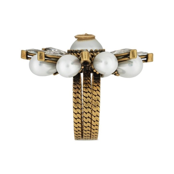GUCCI NIB $799 retail interlocking G flower ring 3 piece set daisy crystal - Picture 7 of 7